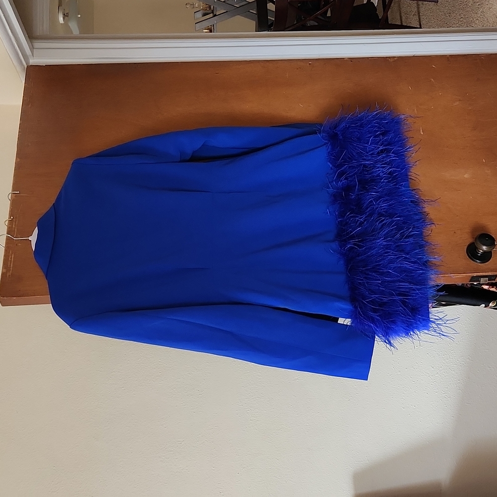 Delia feathered blazer dress. FASHION NOVA xl blue - Picture 3 of 6